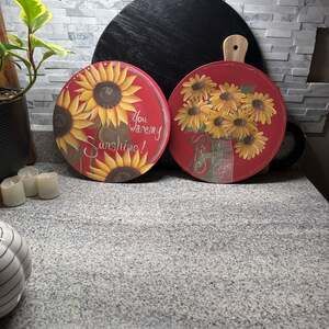 Hearthside Collection Welcome To Our Home Sunflower Wood‎ Plates